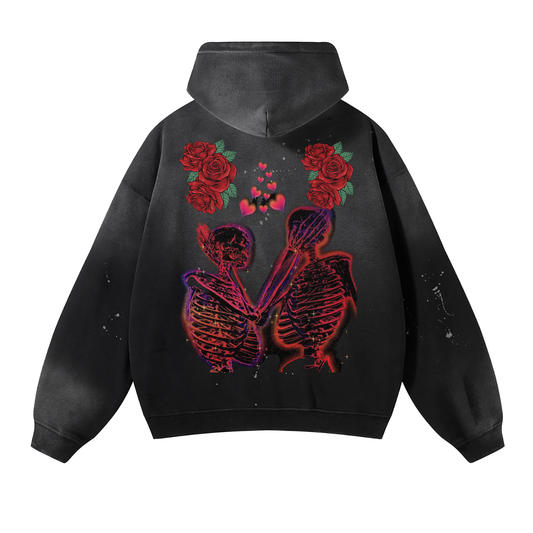 VELZEE Wash Frayed Fleece Hoodie - 360 GSM